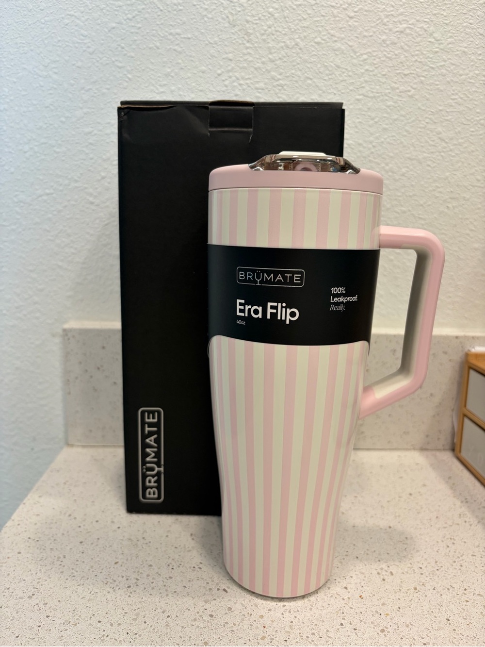 NEW BruMate Era Flip 40oz Leakproof Tumbler Strawberries & Cream Pink Cabana